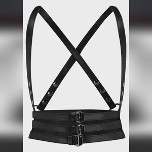 Killstar Black Leather Suspenders